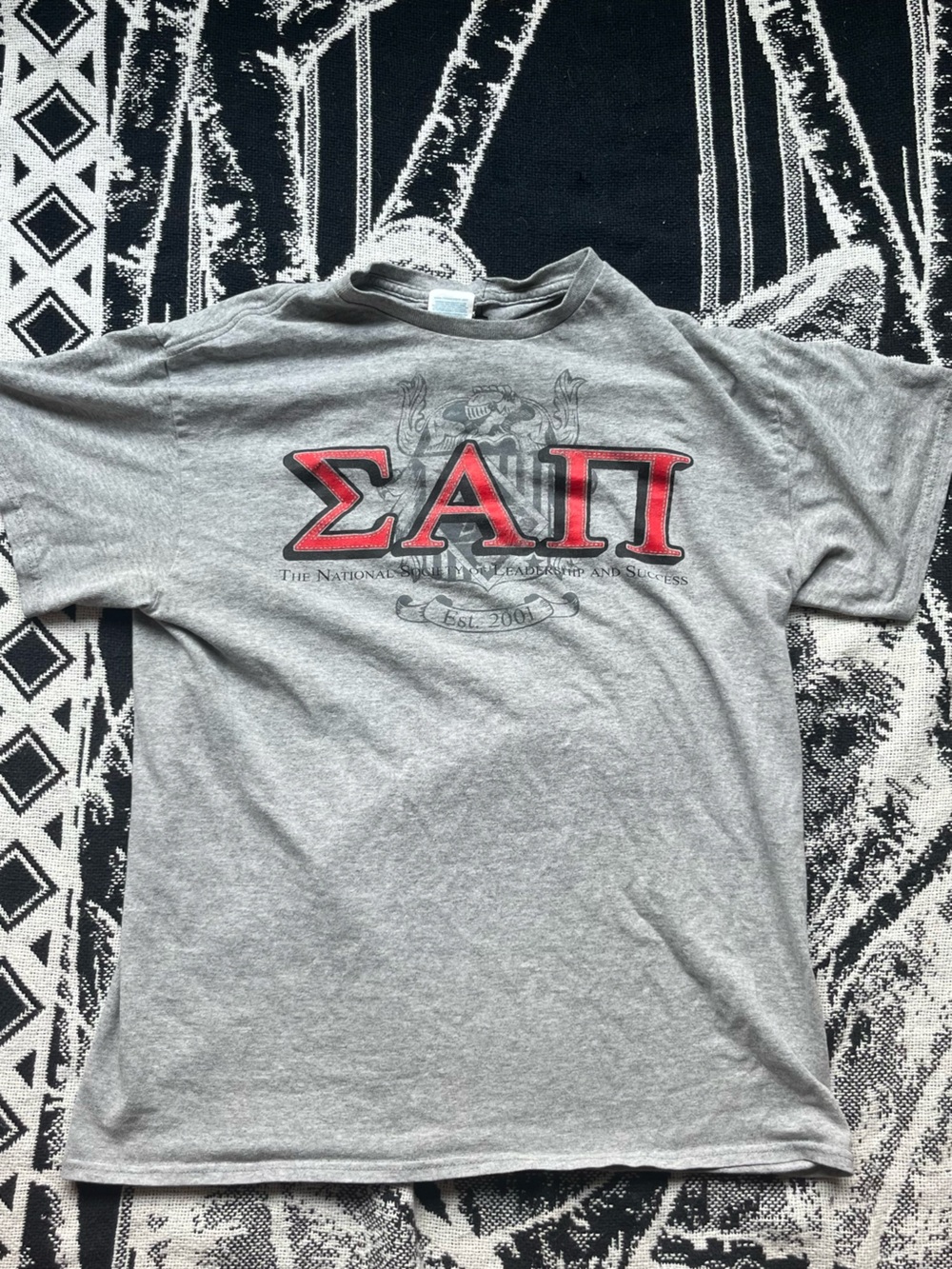 Delta Gray Short Sleeve Tee with Red Greek Lettering